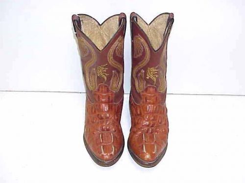 VTG Youth Boys Exotic Leather Hornback Crocodile Alligator Cowboy Western Boots