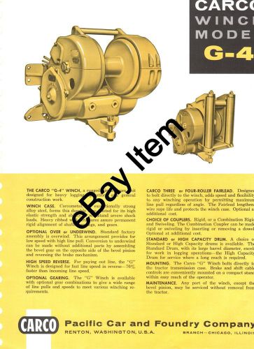 CARCO Winch Model G-4 Brochure for Allis Chalmers HD-16 crawlers