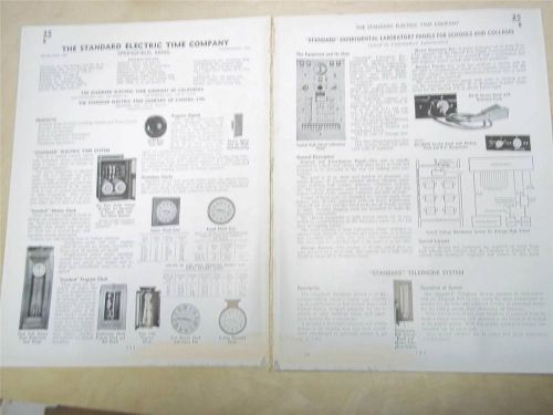 Vtg Standard Electric Time Co Catalog Insert/Pages~Clocks/Fire Alarm/Signals