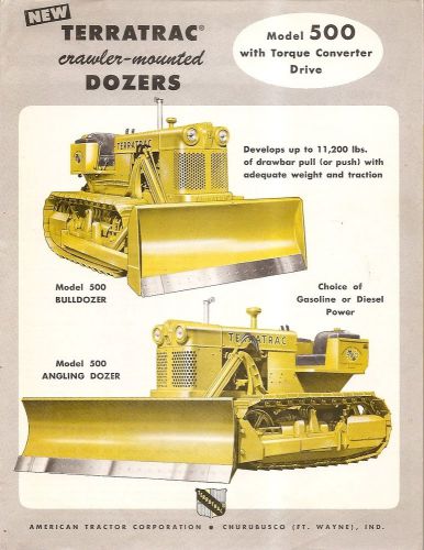 Equipment brochure - terratrac - 500 - crawler bulldozer dozer - 1955 (e1428) for sale
