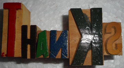 &#039;Thanks&#039; Letterpress Wood Type Used Hand Crafted Made In India B1007