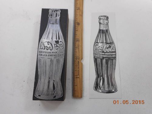 Letterpress Printing Printers Block, Large Coca Cola Coke 6 oz Bottle