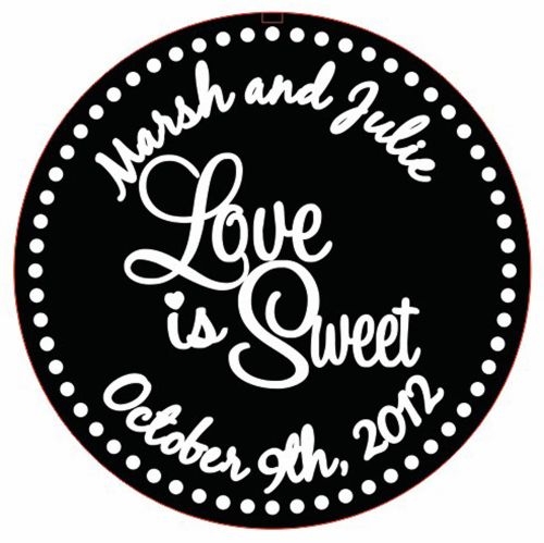 Round Custom Love is Sweet - Name and Date Wedding Pocket Embosser Shiny EZ-Seal