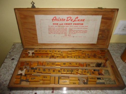Sold only at Sears Aristo DeLUXE Wood Sign and chart Printer in wood case