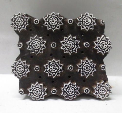 INDIAN WOODEN HAND CARVED TEXTILE PRINTING FABRIC BLOCK STAMP DESIGN PATTERN