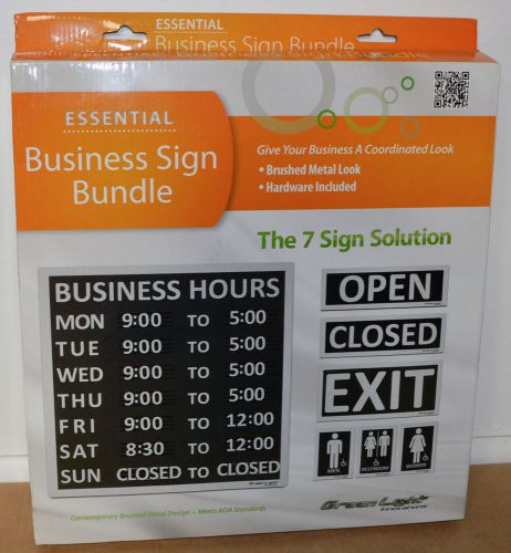 7 Essential Business Signs Bundle Hours Open Closed Restrooms Exit 14&#034; x 14&#034; NEW