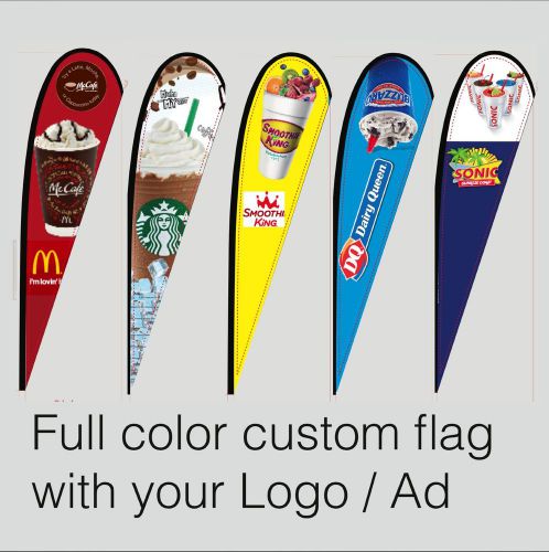 Tear drop flag l pole 15’ pole, package custom print, pole + gound spike for sale