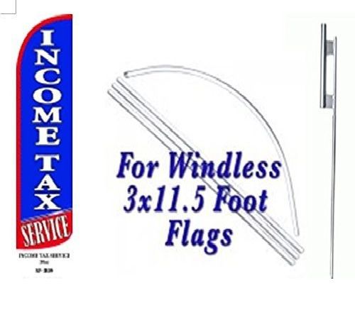 Income Tax Windless-Full Sleeve 36X 138&#034; Polyester king Flag w/pole/ground spike
