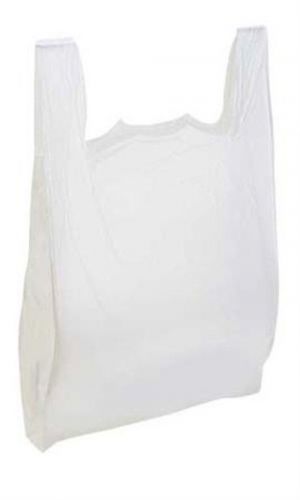 New 500 white large plastic t-shirt bags in dimension 18 inch x 8 inch x 30 inch for sale