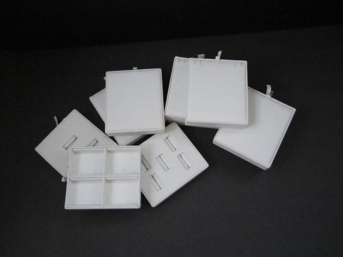 10 White Leatherette Jewelry Display Boxes Cases Necklace Rings Pins Pendants
