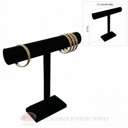7&#034; Black Velvet 1 Tier T-Bar Round Jewelry Bracelet Display Presentation