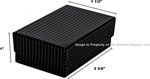 100 Black Pinstripe Cotton Fill Jewelry Display Gift Boxes 2 5/8&#034; x 1 1/2&#034; x 1&#034;