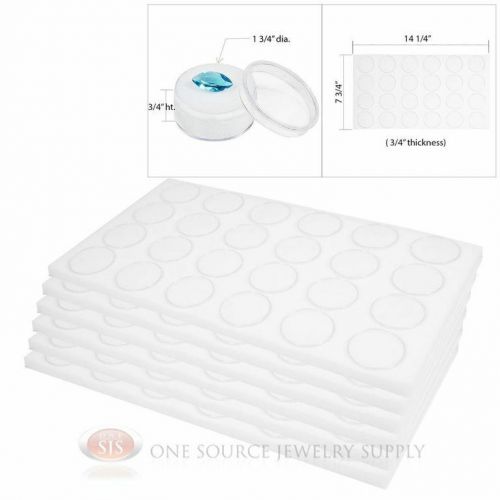 (6) 24 White Gem Jar Foam Inserts Tray Jewelry Display Organizer Gemstones