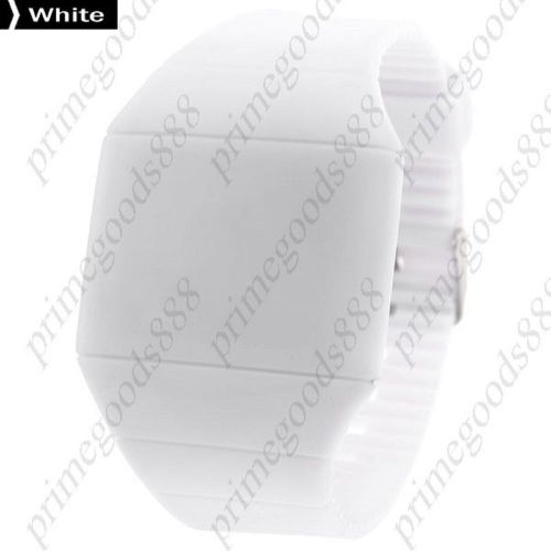 Touch screen unisex led digital watch wrist watch gum strap in white for sale