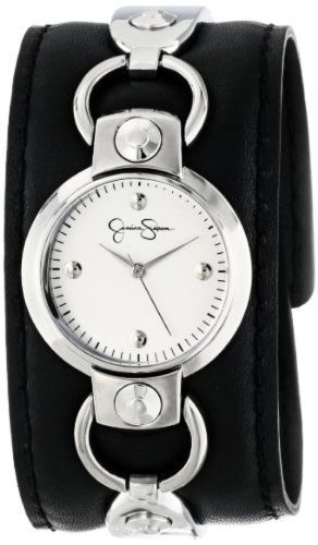 Jessica Simpson JS027B Womens Round Integrated Case Analog Leather Cuff Watch
