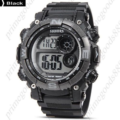 Alarm LED Sports Waterproof Digital Date Men&#039;s Stopwatch Sport Wristwatch Black