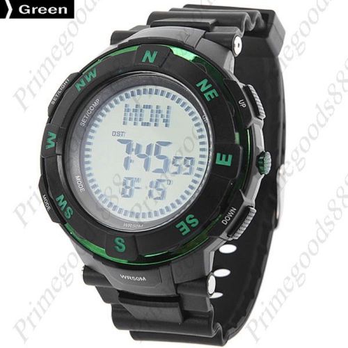 LED Light Digital Sports High Quality Silica Gel Men&#039;s Wrist Wristwatch Green
