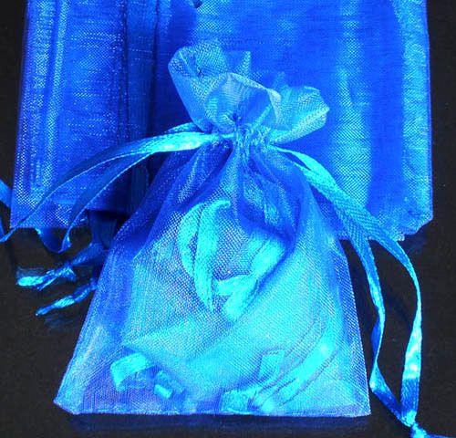 100x Solid RoyalBlue Organza Bag Pouch for Xmas NewYear Gift 12x17cm(4.5x6.5inch