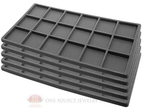 5 Gray Insert Tray Liners W/ 18 Compartments Drawer Organizer Jewelry Displays