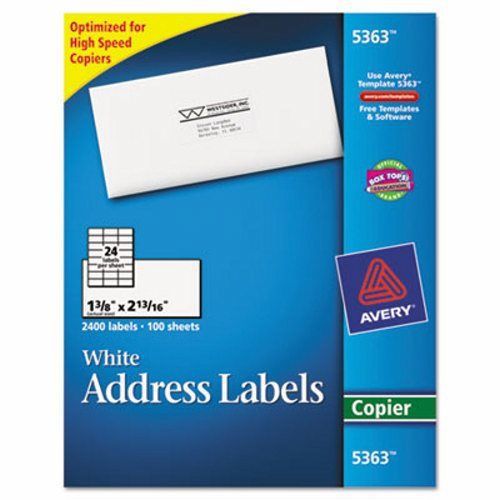 Avery Self-Adhesive Address Labels for Copiers, 2,400 Labels per Box (AVE5363)