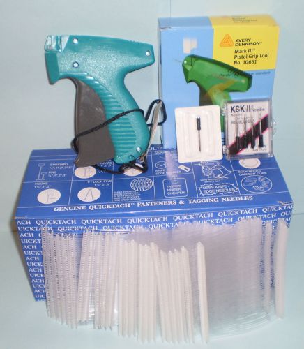 Avery dennison clothing tagging gun + 5000 2&#034; clear barbs + 4 extra neeldes10651 for sale