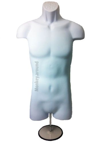 Male Mannequin Long Torso Body Dress Form Display Men Clothing Hanging + Stand