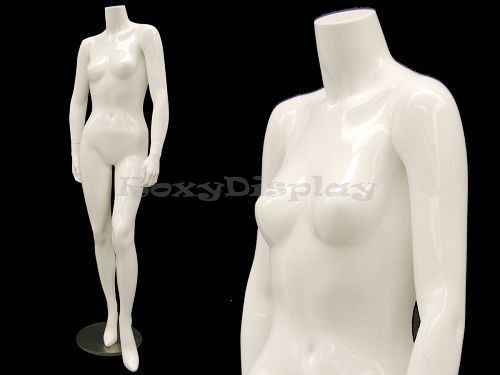 Fiberglass Female Headless Mannequin Gloss White Color Display #MD-GS8BW1