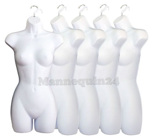 Lot of 5 White Mannequin Forms / Plastic Dress maniquin