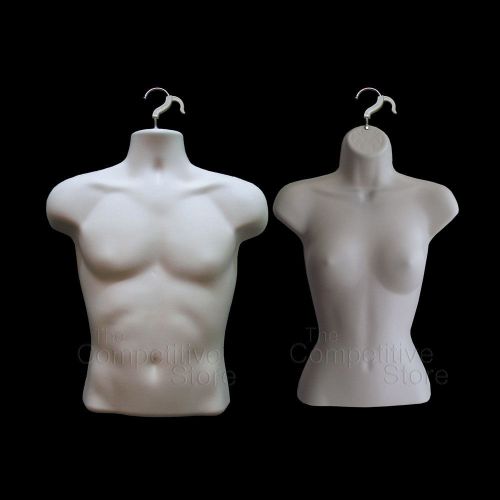 2 Pcs - Torso Male + Female (Waist Long) Mannequin Forms Set - S-M Sizes - Flesh