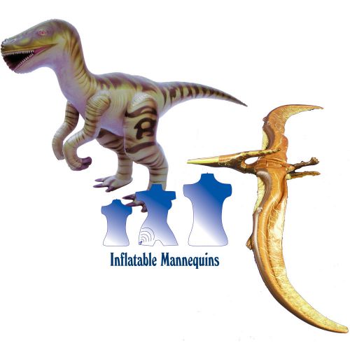 Inflatable Velociraptor and Pteranodon