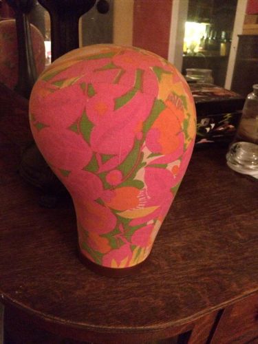 Canvas Fabric Head Mannequin Hat Jewelry Display Tropical Print Pink Yellow