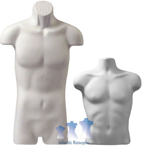 Male torso and male 3/4 torso display forms, white for sale
