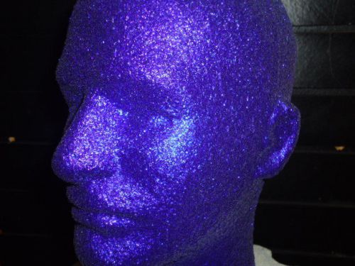 12&#034;h metallic tm glitter male mannequin head forms-blue for sale
