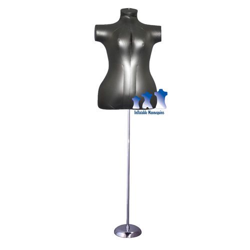 Inflatable Female Torso, Plus Size, Black and MS1 Stand