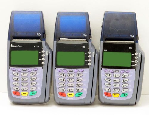 3 Verifone VX510 Omni 5100 x 2 3730 x 1 Credit Card Machines W/1 Adapter Used