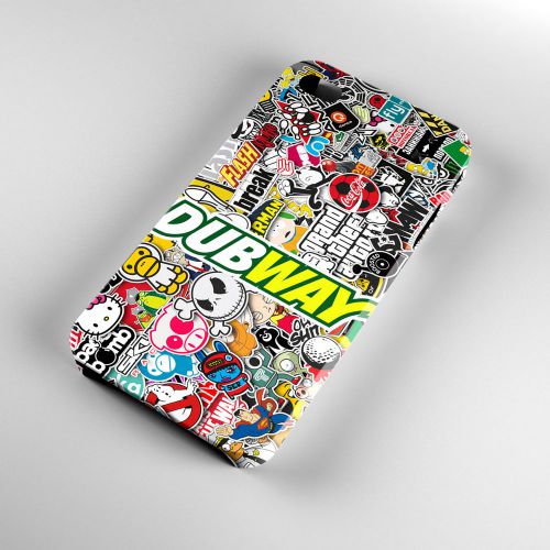 New DUBWAY Stickerbomb Art Design Logo iPhone 4/4S/5/5S/5C/6/6Plus Case 3D Cover