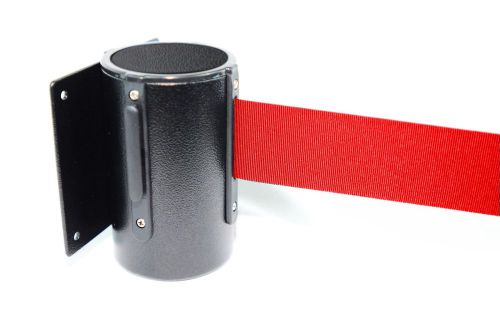 Retractable barrier, wall mount, aisleway, 156&#034; red belt, black tuff tex for sale