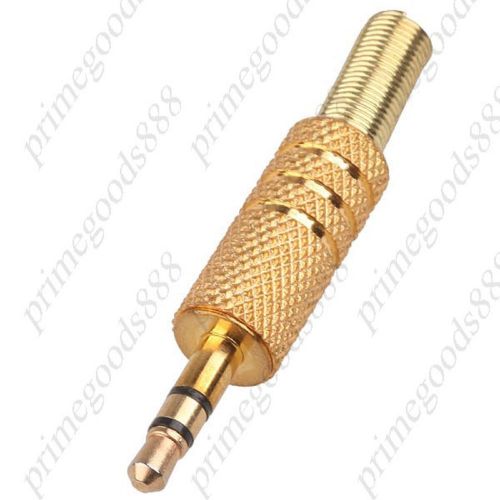 Replacement diy golden plated 3.5 mm male jack stereo audio cable connector for sale
