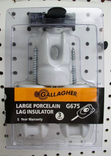 GALLAGHER 3 pack LARGE PORCELAIN LAG INSULATOR for Electric Fences - NEW