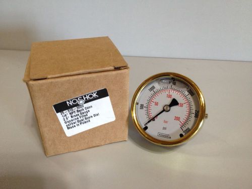Noshok 25-310-3000 pressure gauge 2.5&#034; glycerine liquid filled rear mount for sale