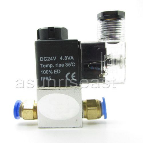 Pneumatic air solenoid valve dc24v nc + 8mm fittings 2 way 2 position 2v025-08 for sale
