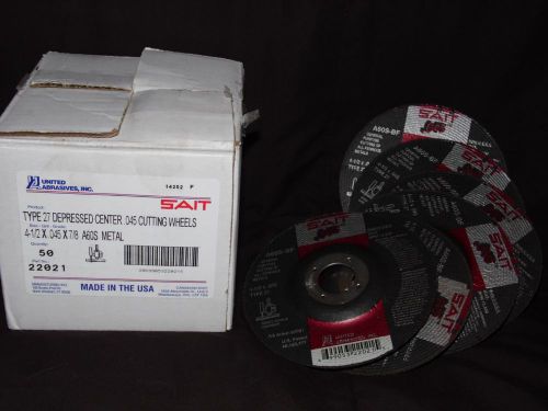 Sait 22021 50 pk 4-1/2&#034; x 7/8&#034; x .045&#034; metal cutting wheel new for sale