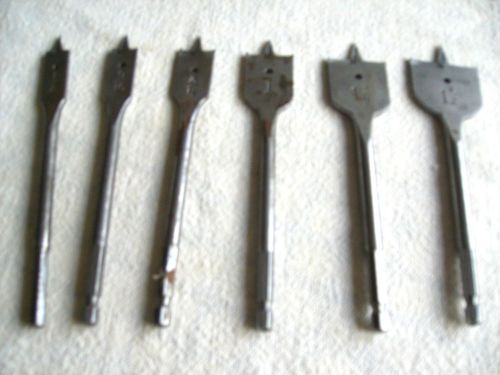 LOT OF 6 WOOD BORING PADLE BITS FROM 1/2&#034; TO 1 1/2&#034; USA