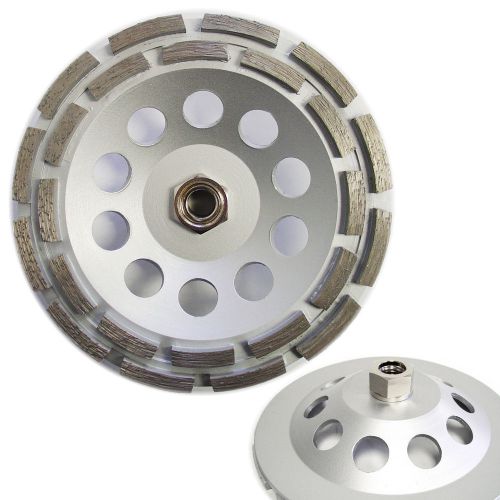 7” premium double row concrete diamond grinding cup wheel with 5/8&#034;-11 adapter for sale