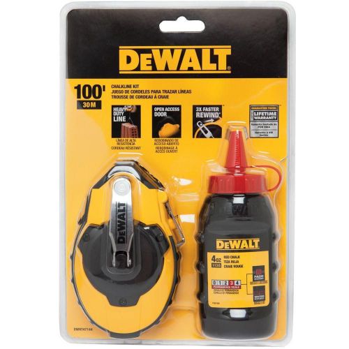 Brand New Sealed DeWalt 100&#039; DWHT47144 Chalk Line Reel And Red Chalk Kit