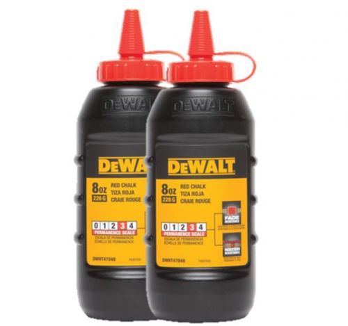 New dewalt dwht47048 2 pack 8 ounce high grade chalk line reel, red chalk for sale