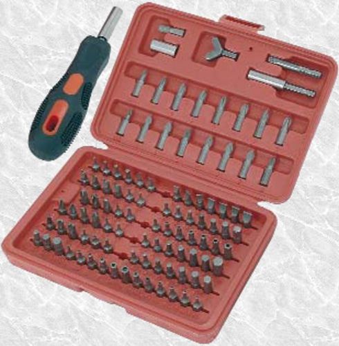 100 PC SCREWDRIVER BITS SET IN CASE WITH DRIVER HANDLE Security L Clutch