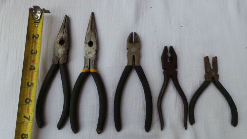 LOT OF 5 ASSORTED PLIERS GOOD USED CONDITION