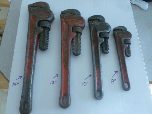 RIDGID PIPE WRENCHES 4 PIECE LOT 8,10,12,14