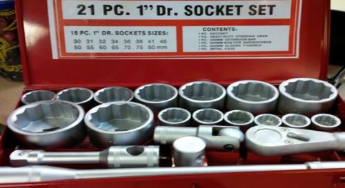 21 pc 1&#034; dr. socket set metric - new - free shipping for sale